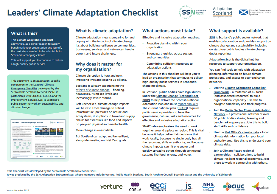 SSN publishes new Leaders’ Climate Adaptation Checklist | Sustainable ...